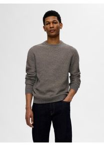 Selected Homme Herren Strickpullover "SLHROSS LS KNIT STRUCTURE CREW NECK NOOS", grau, modisch, Gr. S, unifarben, Strick, Obermaterial: 100%