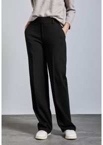 Street One Damen Stoffhose, schwarz, casual, Gr. 44, unifarben, Stoff, 61% Viskose, 32% Polyamid, 7% Elasthan , Hosen, High Waist