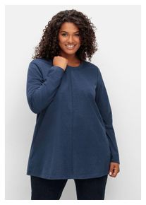 sheego Damen Langarmshirt "Große Größen", blau, casual, Gr. 44, unifarben, Obermaterial: 60% Baumwolle, 40% Polyester, Shirts, in A-Linie, mit
