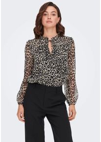Only Damen Chiffonbluse "ONLDITSY L/S BLOUSE WVN", schwarz, feminin, Gr. S, gemustert, Chiffon, Obermaterial: 100% Polyester, Blusen