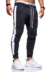 behype Herren Sweathose "TRACK", grau, Gr. XXL, 80% Baumwolle, 20% Polyester, Hosen, im angenehmen Slim-Fit