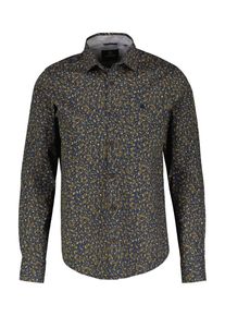 Lerros Herren Langarmhemd "Lerros Poplin-Stretchhemd mit AOP", blau, Gr. S, 97% Baumwolle; 3% Elasthan, Hemden