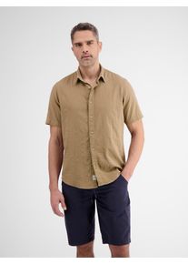 Lerros Herren Kurzarmhemd "Lerros Unifarbenes Halbarmhemd, vorgewaschen", beige, Gr. S, 100% Baumwolle, Hemden