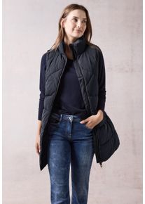 Cecil Damen Steppweste, blau, casual, Gr. M, unifarben, Steppware, Obermaterial: 80% Polyester, 20% Polyamid, Westen, mit Stehkragen