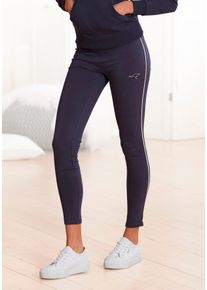 Kangaroos Damen Leggings, Gr. 32, blau, Single Jersey, Obermaterial: 95% Baumwolle, 5% Elasthan, unifarben, Basic, Hosen, mit schmalem Piping