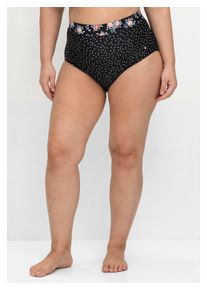 sheego Damen Bikini-Hose "Große Größen", schwarz, Gr. 56, gepunktet, Polyamid, Xtra Life LYCRA, Badehosen, in hohem Schnitt, mit Shaping-Einsatz