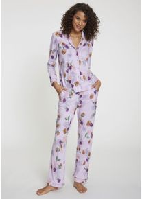 Vivance Dreams Damen Pyjama, Gr. 36, grau, Single Jersey, Obermaterial: 50% Baumwolle, 50% Viskose, geblümt, klassisch, Homewear-Sets, mit