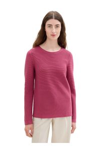 Tom Tailor Damen Strickpullover, pink, casual, Gr. XS, Feinstrick, Obermaterial: 100% Baumwolle, Pullover, in Streifen Stuktur