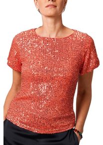 Damen Shirtbluse "HERMANN LANGE Collection Paillettenshirt Gabrielle", orange, Gr. 42, HERMANN LANGE Collection, 97% Polyester, 3% Elasthan, Blusen