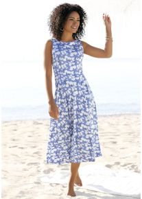 Beach Time BEACHTIME Damen Midikleid, blau, modisch, Gr. 34, bedruckt, geblümt, Jersey, Obermaterial: 70% Viskose, 25% Polyester, 5% Elasthan, Kleider, mit