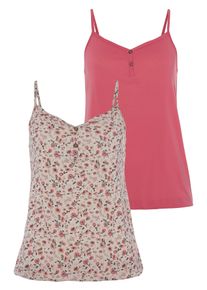 Vivance Damen Spaghettitop "mit kurzer Zierknopfleiste", bunt, feminin, Gr. 32, unifarben, gemustert, Obermaterial: 76% Viskose (LENZING ECOVERO),