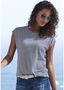 Vivance Kurzarmshirt 'mit Streifenoptik' blau Gr. 32/34 für Damen. Mit Rundhals. Bequem. Nachhaltig.