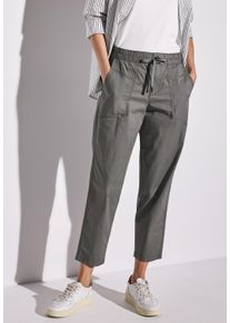 Street One Damen Stoffhose "Style Bonny"overcast grau, casual, Gr. 34, unifarben, Web, Obermaterial: 98% Baumwolle, 2% Elasthan, Hosen, im Cargo Look