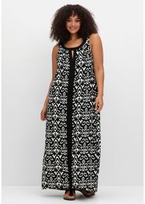 Große Größen Jerseykleid mit Ornamentdruck und Cut-outs Gr. 56 schwarz bedruckt von sheego für Damen