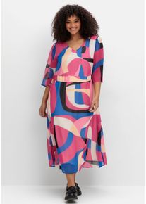 Große Größen Maxikleid mit Grafikprint, im Lagenlook Gr. 56 pink bedruckt von sheego für Damen