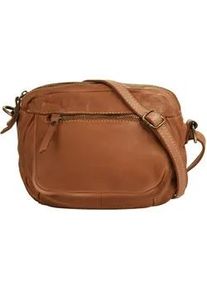 Umh&auml;ngetasche CLUTY, Damen, Gr. B/H/T: 20cm x 17cm x 3cm onesize, braun (cognac), Leder, unifarben, Taschen Umh&auml;ngetasche, echt Leder, Made in Italy