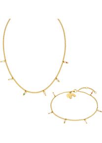 PURELEI Damen Schmuckset "Schmuck Edelstahl Kette Fußkette Mahina Club Anuenue, 2307-MC-Anuenue"gelbgoldfarben, rot, rosa, grün, hellblau, Edelstahl,