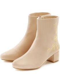 Stiefelette Lascana, Damen, Gr. 40, beige, Obermaterial: 100% Textilmaterial. Decksohle: 100% Lederimitat. Futter: 100% Lederimitat. Laufsohle: 100% Synthetik, bestickt, unifarben, Schuhe Stiefelette, mit floralem Muster, Stiefel, Boots VEGAN