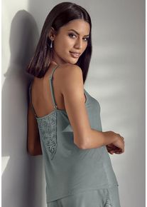 Lascana Spitzentop blau Gr. 32/34 für Damen. Mit V-Ausschnitt. Sehr Figurbetont. Nachhaltig.