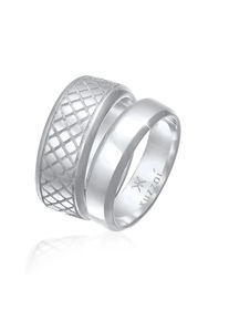 Kuzzoi Ringe - Ring Herren Bandring Basic 2er Set 925 Silber - Gr. 62 MM - in Silber - f&uuml;r Damen