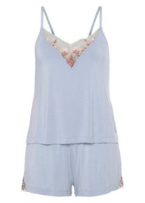 Lascana Shorty Hellblau Gr. 32/34 für Damen. Tiefer V-Ausschnitt und Spitzenkante. Figurumspielend