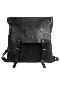 XZONE Cityrucksack X-ZONE, Damen, Gr. B/H/T: 35cm x 31cm x 15cm, onesize, schwarz, Leder, Rindsleder, Retro, Rucks&auml;cke Cityrucksack, echt Leder