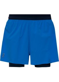 On Performance 2In1 Short FunktiOnsshorts Damen - blau - Gr. L - Polyester/Elastan/Polyamid