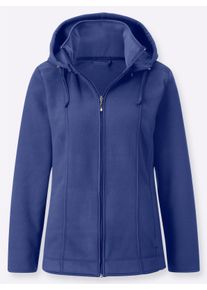 sheego Gro&szlig;e Gr&ouml;&szlig;en Fleecejacke mit abnehmbarer Kapuze, royalblau, Gr&ouml;&szlig;e 36 - Damen