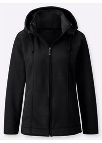 sheego Gro&szlig;e Gr&ouml;&szlig;en Fleecejacke mit abnehmbarer Kapuze, schwarz, Gr&ouml;&szlig;e 52 - Damen