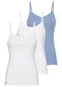 Kangaroos Damen Spaghettitopweiß, graublau, geblümt, casual, Gr. 48, unifarben, geblümt, gemustert, bedruckt, Rippware, Obermaterial: 100% Baumwolle,