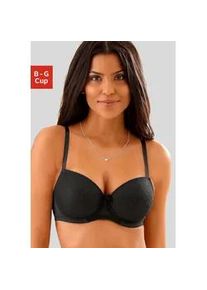 Schalen-BH Lascana, Damen, Gr. 95, Cup C, schwarz, Microtouch, Obermaterial: 86% Polyamid, 14% Elasthan, BHs Spitzenw&auml;sche B&uuml;gel-BH Spitzen-BH Dirndl-BH Schalen-BH, mit B&uuml;gel und graphischer Spitze, Dessous