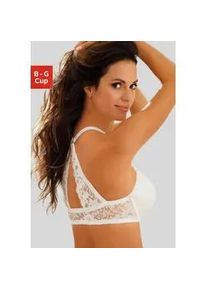 Schalen-BH Lascana "Premium Dessous", Damen, Gr. 100, Cup C, beige (creme), Spitze, Obermaterial: 85% Polyamid (TACTEL), 15% Elasthan (LYCRA), BHs Schalen-BH, mit wundersch&ouml;nem Spitzenr&uuml;cken und Vorderverschluss, Dessous