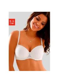 Schalen-BH Lascana, Damen, Gr. 70, Cup F, wei&szlig;, Microtouch, Obermaterial: 86% Polyamid, 14% Elasthan, BHs Spitzenw&auml;sche B&uuml;gel-BH Spitzen-BH Dirndl-BH Schalen-BH, mit B&uuml;gel und graphischer Spitze, Dessous