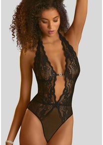 Lascana Body schwarz Gr. 32/34 für Damen. Mit tiefer V-Ausschnitt. Ohne Bügel. Figurbetont