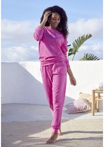 Kangaroos Pyjama pink Gr. 40/42 für Damen. Rundhals und Tunnelzug. Bequem. Nachhaltig.