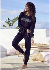 Kangaroos Pyjama schwarz Gr. 32/34 für Damen. Rundhals und Tunnelzug. Bequem. Nachhaltig.