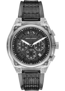 Armani Exchange Herren Chronograph "SYNC"grau, Armbanduhren, Quarzuhr, Armbanduhr, Herrenuhr, Polyurethanband, Datum, Stoppfunktion