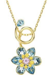 Swarovski Damen Kette mit Anhänger "Schmuck Geschenk Idyllia Anhänger Blume, 5709029", Metall, L: 49cmgelbgoldfarben, blau, gelb, lila, Metall,