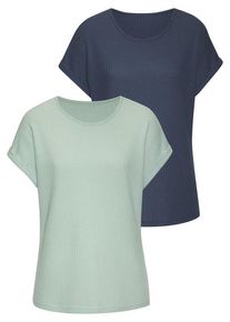Vivance Kurzarmshirt 'aus weicher Piqué-Qualität' mehrfarbig Gr. 32/34 für Damen. Mit Rundhals. Lässig Geschnitten. Nachhaltig.