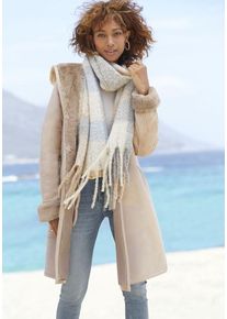 Buffalo Lederimitatmantel beige Gr. 36 für Damen. Figurumspielend