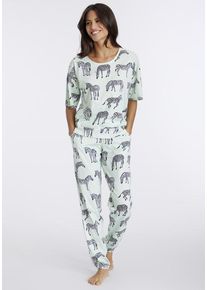 Vivance Dreams Pyjama mehrfarbig Gr. 32/34 für Damen. Rundhals und Print, Allover-Druck. Loose Fit. Nachhaltig.