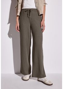 Street One Damen Stoffhoseacron braun, casual, Gr. 44, Strukturmuster, Web, Obermaterial: 55% Polyester, 44% Viskose, 1% Elasthan, Hosen, mit Struktur