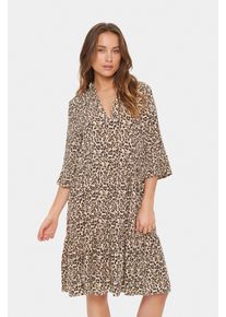 Saint Tropez Damen Blusenkleid "EdaSZ Dress"creme leopard strokes, modisch, Gr. XL, animal-print, Web, Obermaterial: 100% Viskose, Kleider, mit