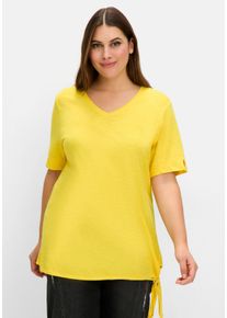Große Größen Shirt mit Knotendetail am Saum Gr. 48/50 gelb von sheego für Damen