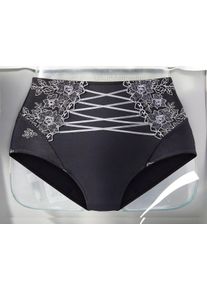 Große Größen Nuance Slip mit Stickereieinsätze und Bänderoptik Gr. 44/46 schwarz für Damen