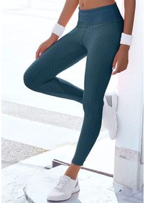 Vivance ACTIVE Funktionsleggings blau Gr. XS (32/34) für Damen. Mit Logodruck, Mesheinsatz