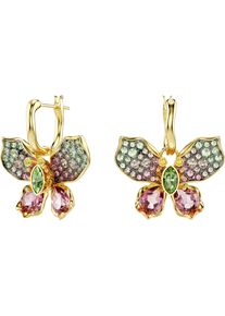 Swarovski Damen Paar Creolen "Schmuck Geschenk Idyllia Drop-Ohrhänger Schmetterling, 5709953", Metallgelbgoldfarben, grün, rosa, gelb, braun, grün,
