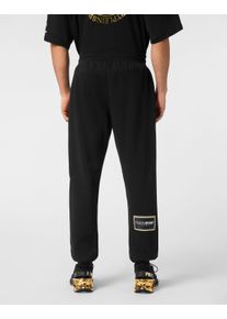 Plein Sport Herren Jogginghose "Loose Trousers Label"0294, schwarz, lightgold, Gr. L, Obermaterial: 88% Baumwolle, 12% Polyester, Hosen