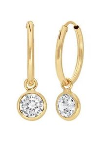 Paar Creolen Firetti "Schmuck Geschenk Gold 375 Ohrschmuck Ohrringe Solit&auml;r", gold (gelbgoldfarben, kristallwei&szlig;, kristallwei&szlig;), Ohrringe, Damen, 12mm, Gelbgold 375, mit Zirkonia (synth.) - Einh&auml;nger abnehmbar
