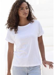 Copenhagen Studios T-Shirt 'mit dezentem Logoprint hinten' weiß Gr. L (40) für Damen. Rundhals und Logodruck. Bequem. Nachhaltig.
